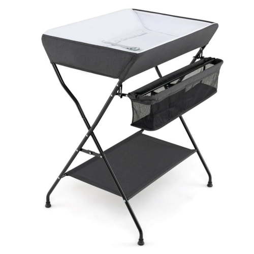 Costway Baby Infant Changing Table Folding Diaper Station Nursery with Storage Black
