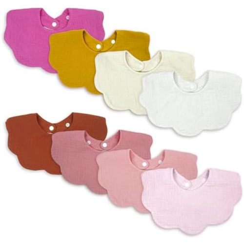 EllieHouse Baby Bibs for Girls Boys 8 Pack Muslin Bibs Drool Bibs Muslin Cotton Bibs for Baby Girls Boys Teething Bibs