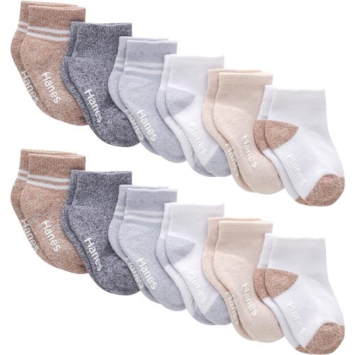 Hanes Baby and Toddler, Non-Slip Grip Ankle Socks, Boys' and Girls', Multipacks