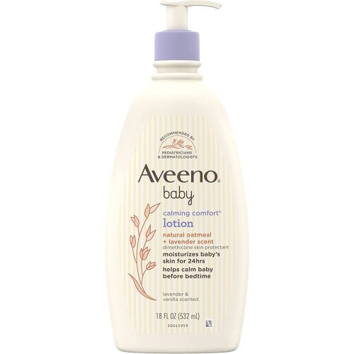 AVEENO BABY Calming Comfort Moisturizing Lotion with Relaxing Lavender & Vanilla Scents, Non-Greasy Body Lotion with Natural Oatmeal & Dimethicone, Paraben- & Phthalate-Free, 18 fl. Oz