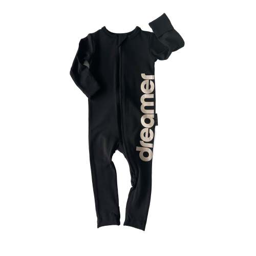 LB x Baby Breez Long Sleeve Dreamer Romper Pajamas - Black