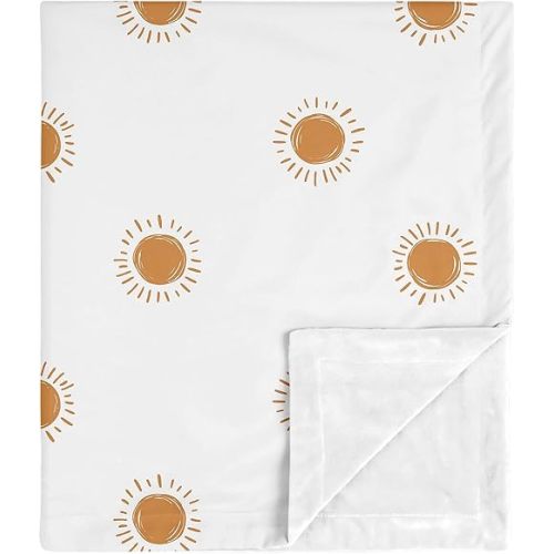 Sweet Jojo Designs Orange and White Boho Sun Boy Girl Baby Blanket Receiving Security Swaddle Newborn Nursery Car Seat Stroller Pumpkin Orange Retro Bohemian Celestial Sun Minimalist Gender Neutral
