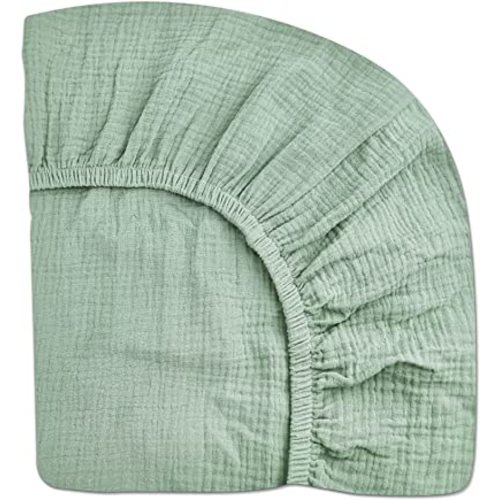 Crib Sheets for Boys Girl, Fitted Baby Toddler Bed Sheets 28" x 52", Neutral Muslin Cotton Crib Mattress Bedding Soft and Breathable Comfort(Sage)