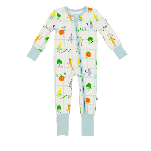 Larkspur Baby | Romper Pajamas | Convertible Footed Romper in Veggie Patch Parade