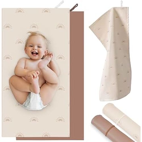 2 Pieces Portable Changing Pad, Diaper Changing Mat for Baby Girl and Boy, Wipeable Diaper Changing Pad Portable, Foldable Changing Mat from Infant to Toddler Years, Non-Toxic, Reusable