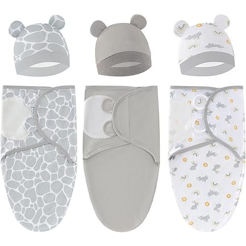Baby Swaddle Sleep Sack with Hat Set for 0-3 months