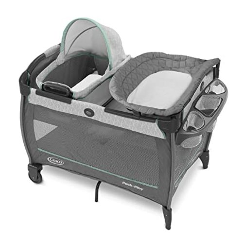 Graco Pack 'n Play Close2Baby Bassinet Playard Features Portable Bassinet Diaper Changer and More, Derby - 27x29x33 Inch (Pack of 1)