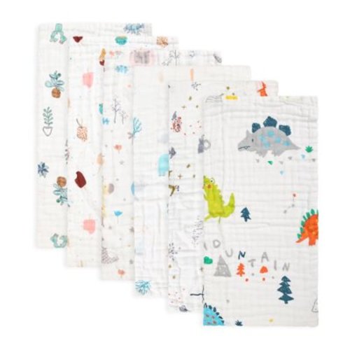 FOOK FISH Muslin Baby Burp Cloths, 6 Pack, 20'' x 10'', Premium Cotton, Ultra Soft, Absorbent, Unisex