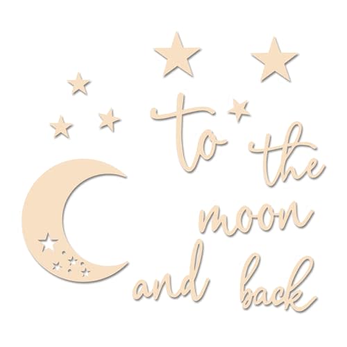 Xedatric Moon & Stars Wooden Wall Art-I Love You to the Moon and Back Nursery Decor, Celestial Baby Room Wall Art - Unique Gift for Baby Birthdays