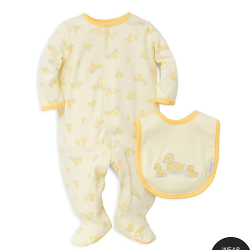 Unisex Little Ducks Footie & Bib Set - Baby