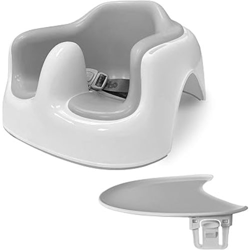 Bumbo Baby Floor Seat Lite, Infant Sit Up Chair & Tray, Extra Legroom, Cool Grey