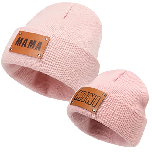 Parent-Child Beanie Hat,Mother & Baby Daughter/Son Winter Warm Knit Hat,Kids Soft Beanie Cap