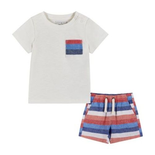 Andy & Evan Infant Lt. Heather Grey T-Shirt & Matching Short Set., Size: 3-6 months