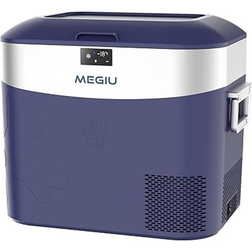 Car Refrigerator Portable Car Fridge 12V Refrigerator 23 Quart (22 Liter) Freezer Compressor Cooler 12V/24V DC 110~240 V AC for Outdoor Camping Travel Home Use -18℃~+15℃ (Blue)