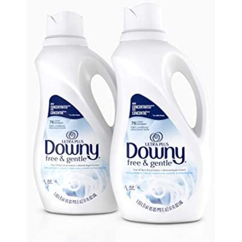 Downy Ultra Plus Free & Gentle Liquid Fabric Conditioner (Fabric Softener), Concentrated, 51 oz Bottles, 2 Pack, 152 Loads Total