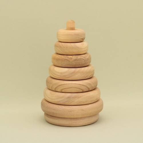 Natural Handmade Educational Rings Wooden Stacking Pyramid Montessori Inspired Lotes Toys Baby Gift with 8 Parts Free Shipping