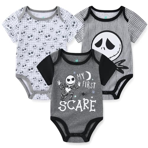 Disney Nightmare Before Christmas Boys Jack Skellington 3 Pack Bodysuits for Infant