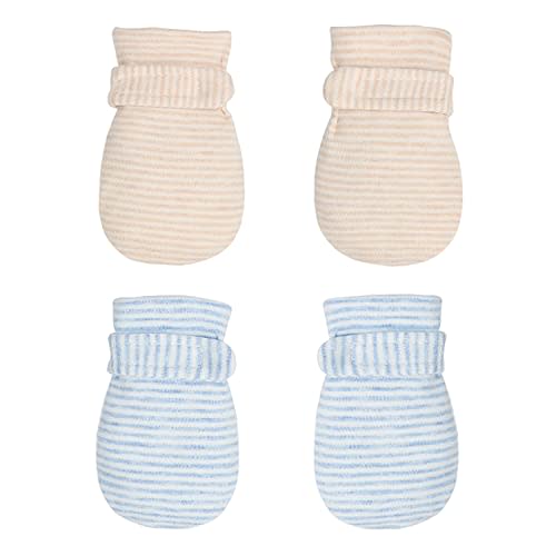 Newborn Baby No Scratch Mittens Stay On, 100% Cotton Breathable, Adjustable Infant Gloves for Baby Boys Girls Mittens