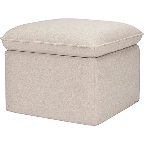 Babyletto Cali Storage Ottoman in Performance Beach Eco-Weave, Water Repellent & Stain Resistant, Greenguard Gold Certified and CertiPUR-US® Certified