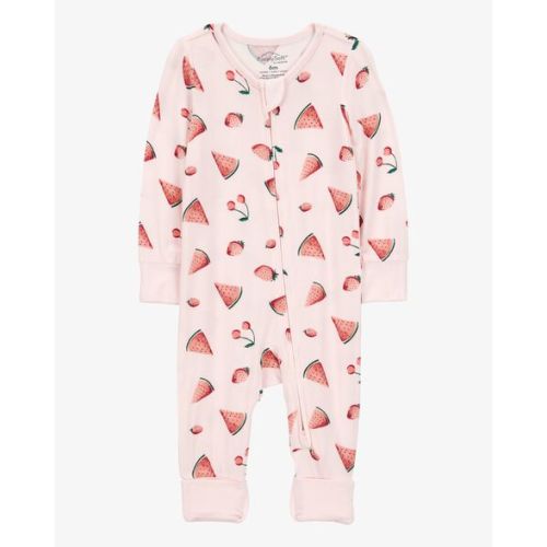 Baby Girl Fruit Print 2-Way Zip PurelySoft Convertible Foot Sleep & Play Pajamas - Pink - Carter's | Carter's