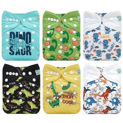 ALVABABY Baby Cloth Diaper 6 Pack with 12 Inserts One Size Cloth Diaper Covers Adjustable Washable Reusable for Baby Girls and Boys