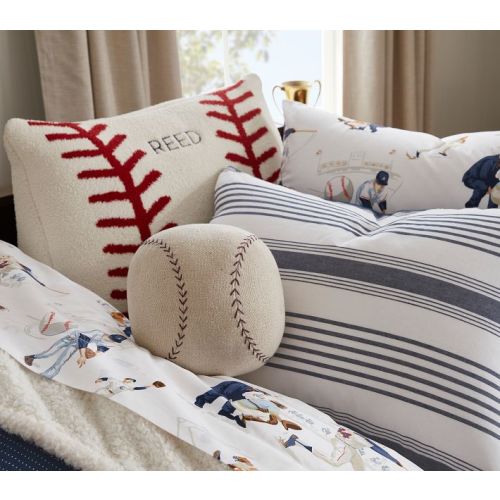 Baseball Shaped Washed Canvas Pillow