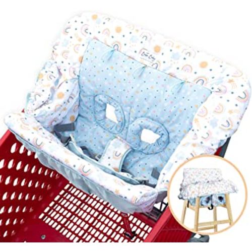 Shopping Cart High Chair Cover for Infant Babies - 2-in-1 Cart Cover | Comfortable Cushy Unisex Grocery Cart Cover, Made of Soft Cotton, Portable and Machine Washable