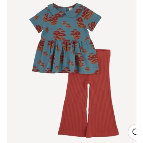 short sleeve payton set | red mushroom bunch | organic cotton jersey