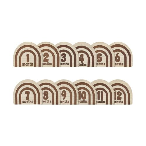 Kate & Milo Wooden Milestone Props, Baby Monthly Photo Discs, Newborn Keepsake Photos, New and Expecting Parents Gift, Rainbow