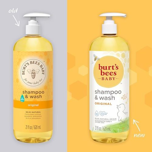 Burt's Bees Baby Shampoo and Wash, Original, Tear Free, Pediatrician Tested, 98.7% Natural Origin, 21 Fluid Ounces - 21 Ounce (Pack of 1)