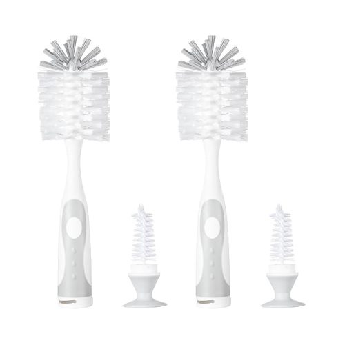 Chemimoso Multifunctional Cleaning Brush, Baby Bottle Brush, Water Bottle Brush Cleaner, Cup Brush, Rotate The Suction Cup to Obtain The Small Bristle Brushes Hidden in Handles, Set B, Grey