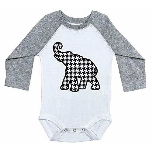 Ebenezer Fire Elephant Houndstooth Baby Onesie/Roll Tide Bodysuit/Crimson Tide Raglan Bodysuit