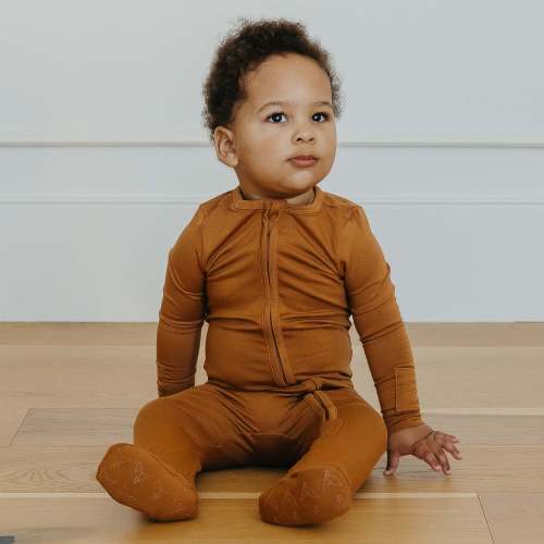 Zip-Up Footie Pajama - Camel