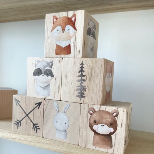 Baby Gift for Boy Nursery Decor Blocks With Woodland Animals - Etsy