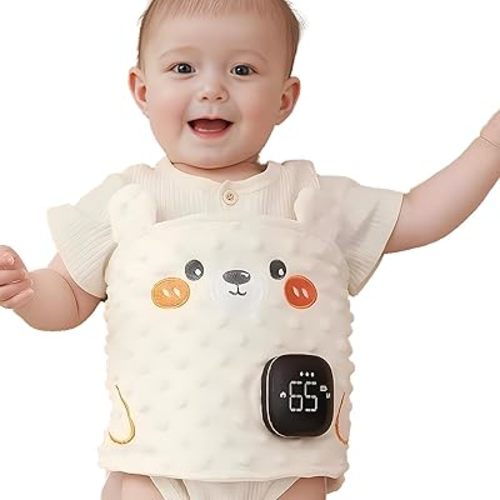 Baby Soother Belt,Infant Heated Belly Band,Soothe Baby's Tummy with Gentle Warmth and Massage (Beige)