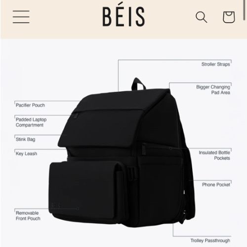 BÉIS 'The Ultimate Diaper Backpack' in Black - Best Backpack Diaper Bag in Black