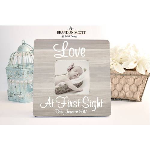 Love at First Sight Sonogram Frame – Personalized Ultrasound Keepsake – Baby’s First Picture Gift for New Parents, pregnancy reveal