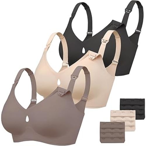 Vinfact Nursing Bras for Breastfeeding Comfort Wireless Maternity Bras for Pregnancy Seamless Breast Feeding Bras Pack