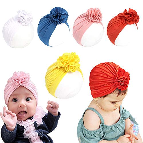 Huixiang Newborn Baby Hospital Hat Soft Cotton Toddler Kids Girl Head Wrap with Big Bow Cap