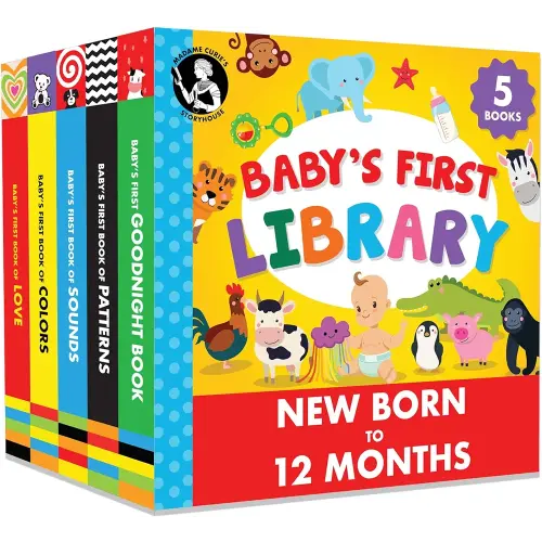 Madame Curie’s Baby's First Library | Baby Toys, Gifts for 0-3-6 Months, 0 to 1 Year Old| Baby Shower Gifts, Toddler Board Books | Newborn Girl & Boy, Infant Toys.