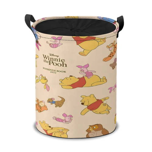 Pooh Bear Laundry Basket with Handle Cartoon Animal Laundry Basket Toy Storage Box Foldable Bucket Laundry Bucket Dirty Clothes Bag Suitable for Family Bathroom Bedroom Dormitory