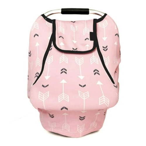 Zhudiyof Stretchy Baby Car Seat Cover, Universal Fit, Zipped Window, Pink
