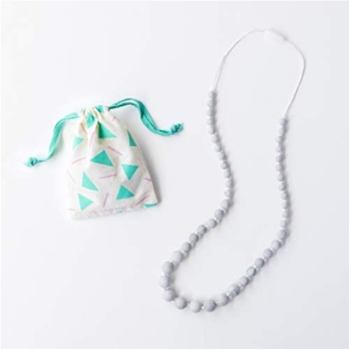 Goobie Baby Audrey Silicone Teething Necklace for Mom to Wear, Nursing Necklace Chew Bead (Teething Necklace – Marble)