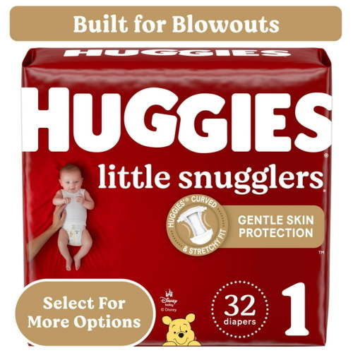 Huggies Little Snugglers Baby Diapers, Size 1 (8-14 lbs), 32 Ct (Select for More)