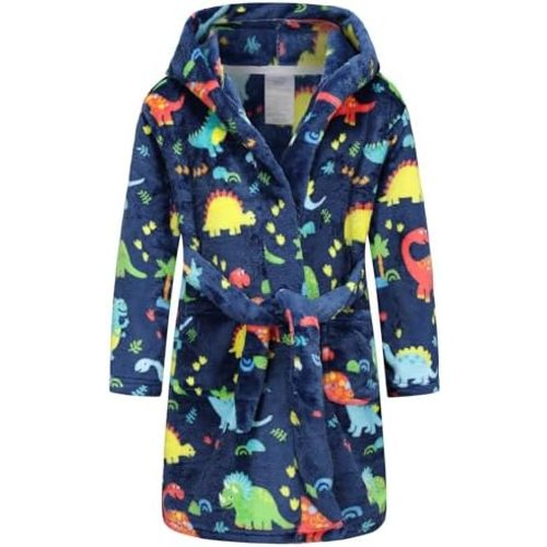 Boys Hooded Bathrobes Girls Soft Plush Fleece Robe Toddler Fuzzy Pajamas Kids Warm Sleepwear
