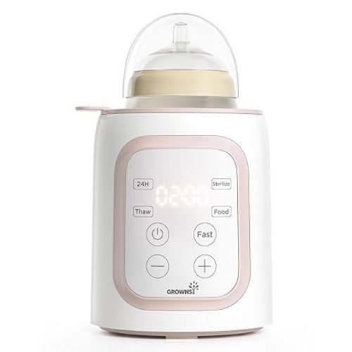 Grownsy 8-in-1 OG Fast Bottle Warmer with Timer, Blush | Fast & Even Heating, Nutri-Preserve, Safe Material, Precise Temp, Easy Operation, Multi-Use Bottle Warmer for All Feed Stages