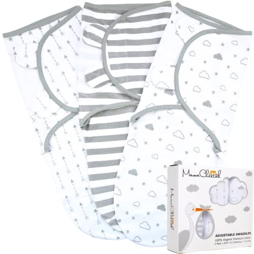 Mama Cheetah Preemie Swaddle Sack, Organic Swaddle Sleep Sacks for Preemies, Preemie Swaddling Blanket Wrap, Easy Swaddles for Premature Baby Boy Girl 4-7 lbs, Newborn Essentials, 3-Pack, Grey