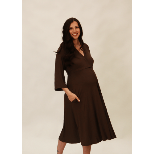 Lila Labor & Postpartum Gown in Mocha (Limited Edition)