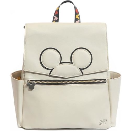 Freshly Picked Classic Mini II Diaper Bag Backpack, Wipeable Vegan Leather Disney, 8 Pockets (Mickey Mania)