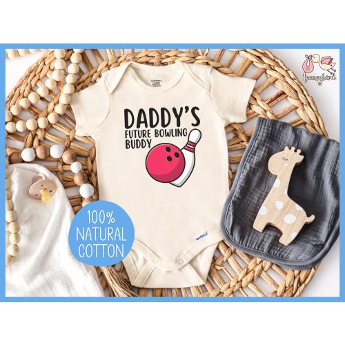 Future Bowling Buddy Onesies®, Daddy's Future Bowler Baby Bodysuit, Natural Cotton Baby Shower Gift for Bowling Fan, Father Baby Boy Onesie